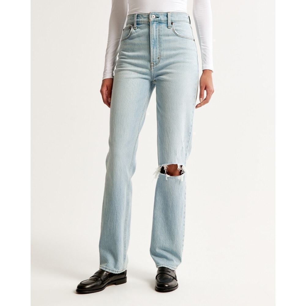Abercrombie & Fitch Ankle Straight Ultra High Rise Jeans Light Destroy Size 25 - Picture 8 of 8